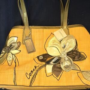 Coach Hamptons Archive 10th Anniversary Floral Tote Bag with Bag Charm